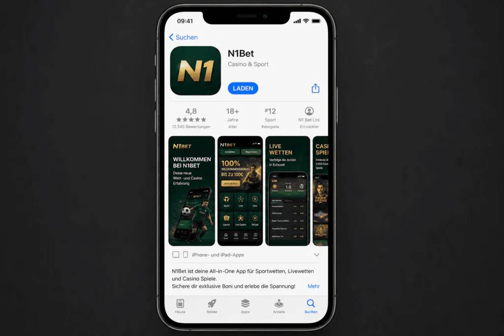 Layout der N1Bet-Anwendungsseite im offiziellen Apple App Store - n1bets-ch.com